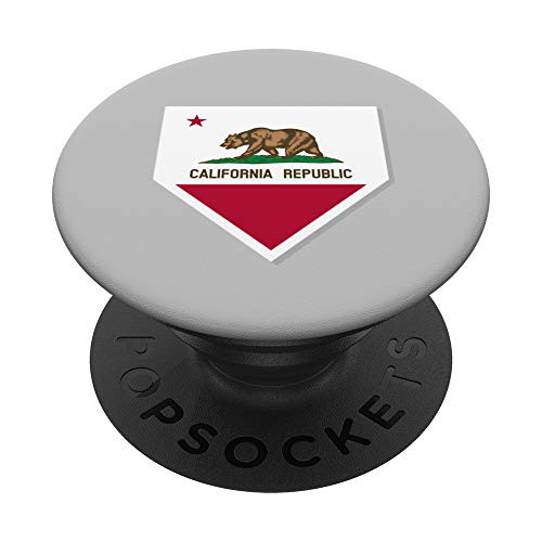 Vintage Baseball Home Plate With California State Flag PopSockets Grip and Stand for Phones and Tablets