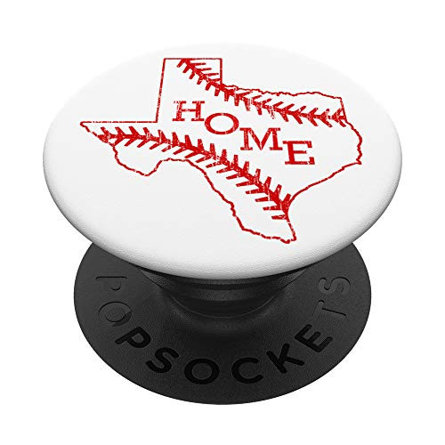 Vintage Distressed Laces Texas Home State Map Baseball Mom PopSockets Grip and Stand for Phones and Tablets