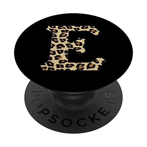Leopard Cheetah Print Letter E Initial Rustic Monogram Gift PopSockets PopGrip Swappable Grip for Phones  and  Tablets