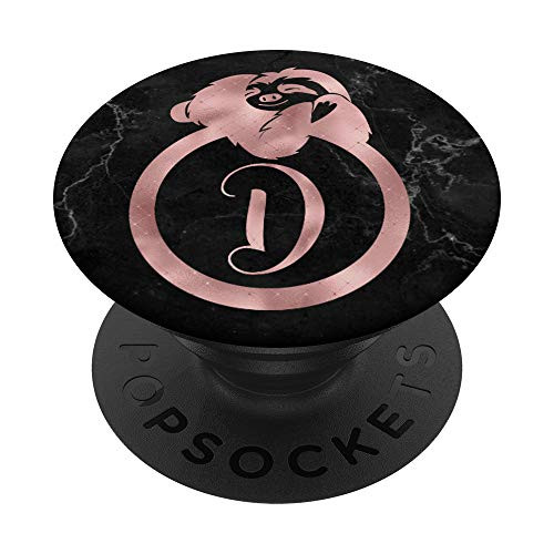 Cute Letter D Initial Monogram Smiling Sloth Rose Pink PopSockets PopGrip Swappable Grip for Phones  and  Tablets