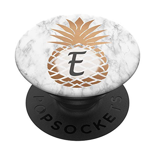 Gold Pineapple Letter E Initial Monogram Tropical Fruit PopSockets Grip and Stand for Phones and Tablets