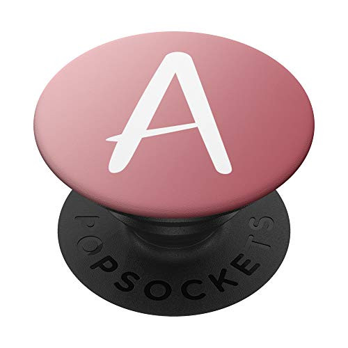 Powder Pink Coral Ombre White Initial Monogram Letter A PopSockets Grip and Stand for Phones and Tablets