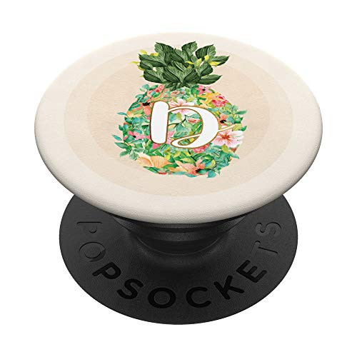 Pineapple Floral Tropical Monogram Name Initial Letter D PopSockets Grip and Stand for Phones and Tablets