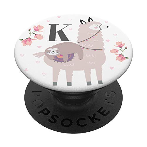 Cute Llama Sloth Gifts Lover Flowers White Girls Letter K PopSockets PopGrip Swappable Grip for Phones and Tablets Cute Llama Sloth Gifts Lover Flowers White Girls Letter K PopSockets PopGrip Swappable Grip for Phones and Tablets