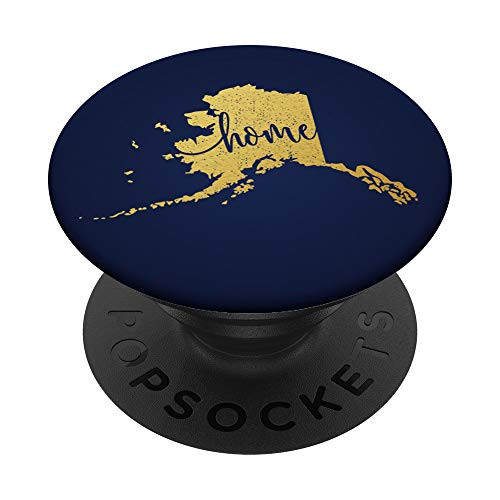 Alaska AK Home State Pride Navy Map Outline PopSockets PopGrip Swappable Grip for Phones  and  Tablets
