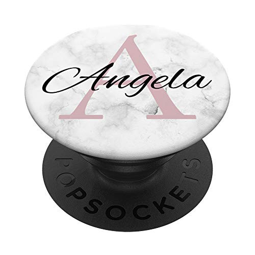 Angela Rose Pink Glamour Monogram Letter A Girls PopSockets Grip and Stand for Phones and Tablets