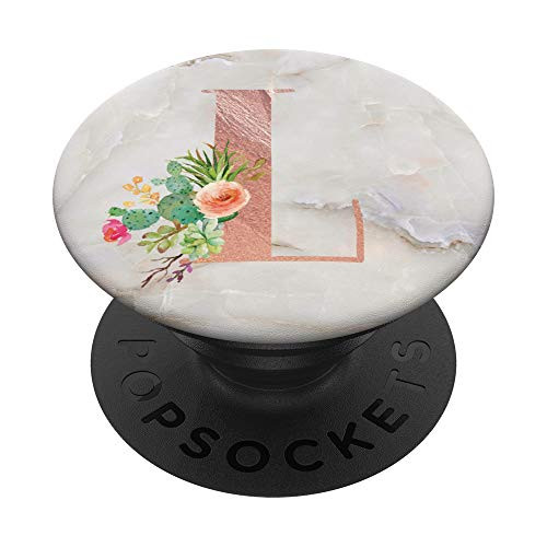 Pink Monogram Letter L Initial Cactus PopSockets PopGrip Swappable Grip for Phones  and  Tablets