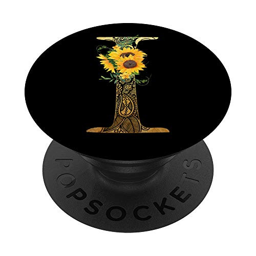 Sunflower Pop Socket Letter I - Phone Case Stand I Popsocket PopSockets PopGrip Swappable Grip for Phones  and  Tablets