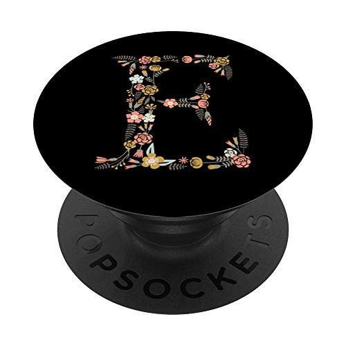 Cute First  and  Last Initial Monogram Letter E on Black PS20005 PopSockets PopGrip Swappable Grip for Phones  and  Tablets