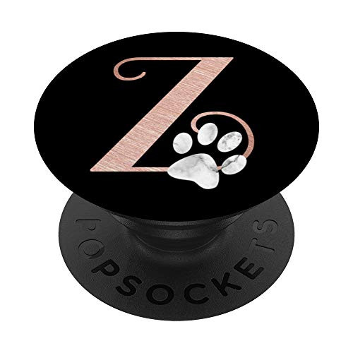 Letter Z rose pink white cat dog paw monogram initial Z PopSockets PopGrip Swappable Grip for Phones  and  Tablets