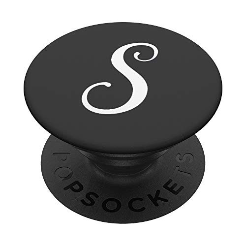 S Initial Monogram White on Gray Capital Letter PopSockets Grip and Stand for Phones and Tablets
