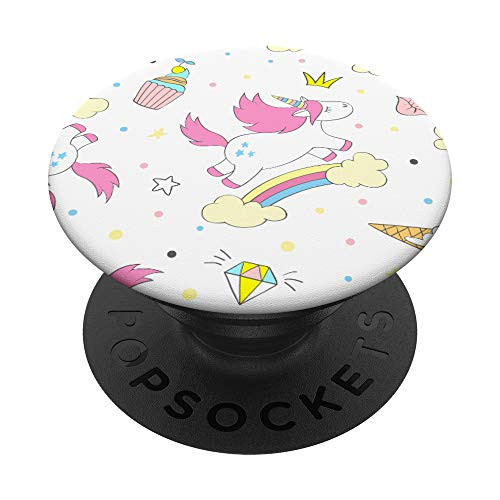 Cute Unicorns Pink Cupcake Rainbow Girly Women Girls Gift PopSockets PopGrip Swappable Grip for Phones  and  Tablets