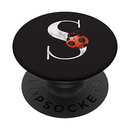 Lady bug Alphabet Monogram Name Initial Letter S PopSockets PopGrip Swappable Grip for Phones  and  Tablets
