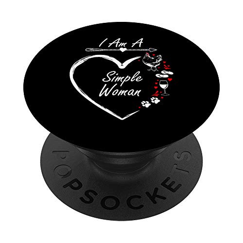 I Am A Simple Woman Chicken Wine Dog Flip Flop Super Cute PopSockets Grip and Stand for Phones and Tablets