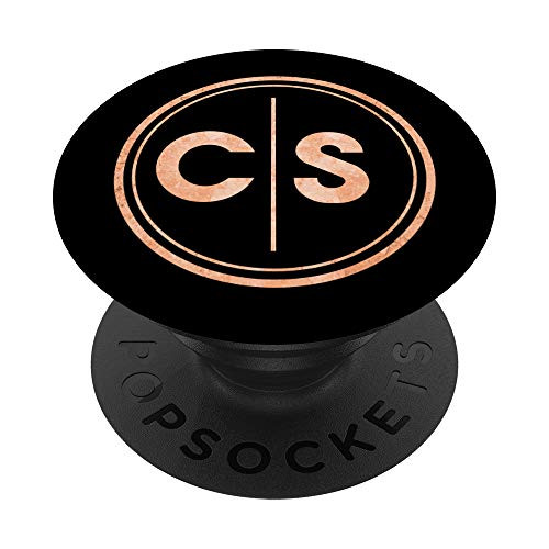 CS Pop Socket Two Initials Letter CS Monogram Grip on Black PopSockets PopGrip Swappable Grip for Phones  and  Tablets