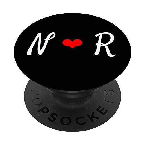 Matching Initial N  and  R Letter Alphabet Monogram PopSockets PopGrip Swappable Grip for Phones  and  Tablets