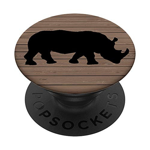 Rhino Silhouette on Plain  and  Simple PACJ0985 PopSockets Grip and Stand for Phones and Tablets