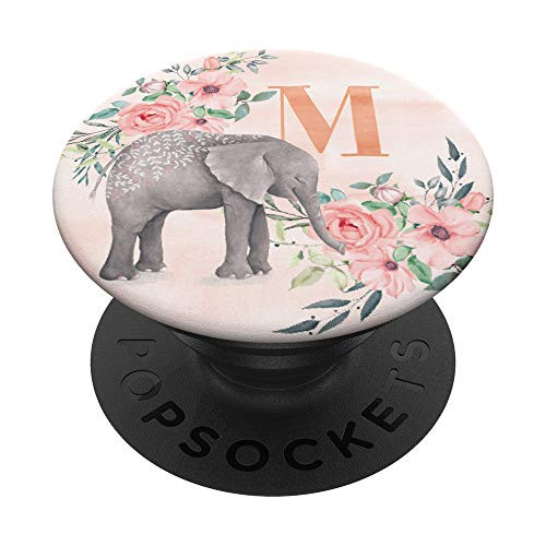 Elephant Rose Watercolor Monogram Name Initial Letter M PopSockets PopGrip Swappable Grip for Phones and Tablets Elephant Rose Watercolor Monogram Name Initial Letter M PopSockets PopGrip Swappable Grip for Phones and Tablets
