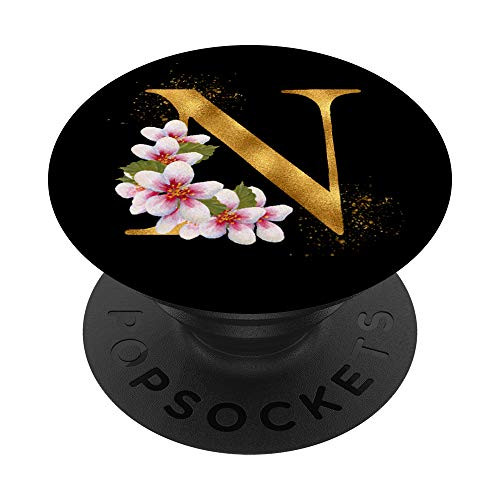 Monogram Letter Initial N With Pink Roses PopSockets Grip and Stand for Phones and Tablets