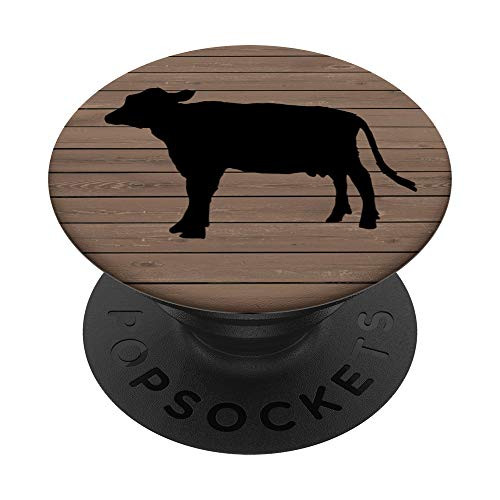 Cow Silhouette on Plain  and  Simple PACJ1000 PopSockets Grip and Stand for Phones and Tablets