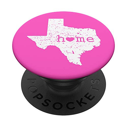 Texas State Girl Home Heart White Distressed TX Map Pink PopSockets Grip and Stand for Phones and Tablets