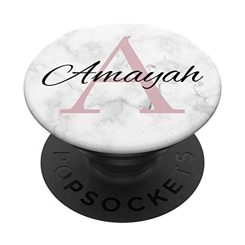 Amayah Rose Pink Glamour Monogram Letter A Girls PopSockets Grip and Stand for Phones and Tablets