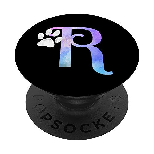 Letter r watercolor cat dog paw monogram initial r PopSockets PopGrip Swappable Grip for Phones  and  Tablets
