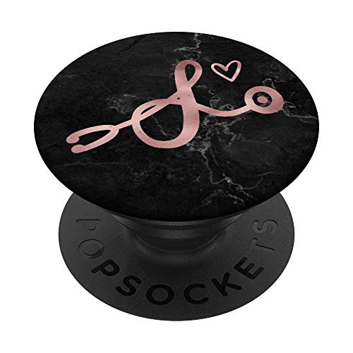 Cute Letter S Initial Monogram Nurse Rose Pink Stethoscope PopSockets PopGrip Swappable Grip for Phones  and  Tablets