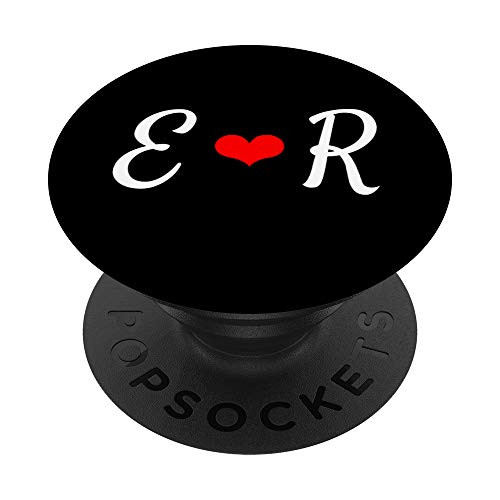 Matching Initial E  and  R Letter Alphabet Monogram PopSockets PopGrip Swappable Grip for Phones  and  Tablets
