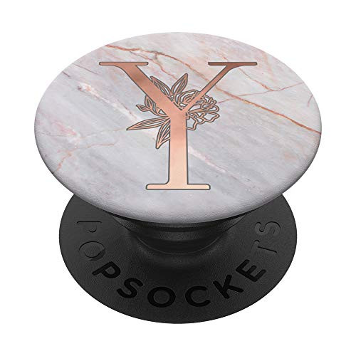 Rose Pink Initial Letter Y with Florals AAN130 PopSockets PopGrip Swappable Grip for Phones  and  Tablets