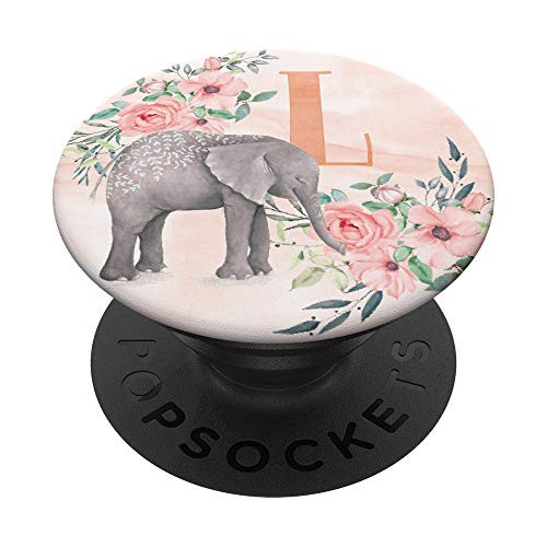 Elephant Rose Watercolor Monogram Name Initial Letter L PopSockets PopGrip Swappable Grip for Phones and Tablets Elephant Rose Watercolor Monogram Name Initial Letter L PopSockets PopGrip Swappable Grip for Phones and Tablets