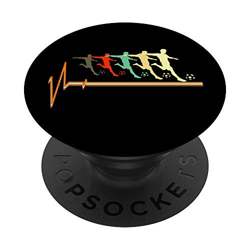 Retro Vintage Soccer Heartbeat Love-r Gift PopSockets PopGrip Swappable Grip for Phones  and  Tablets