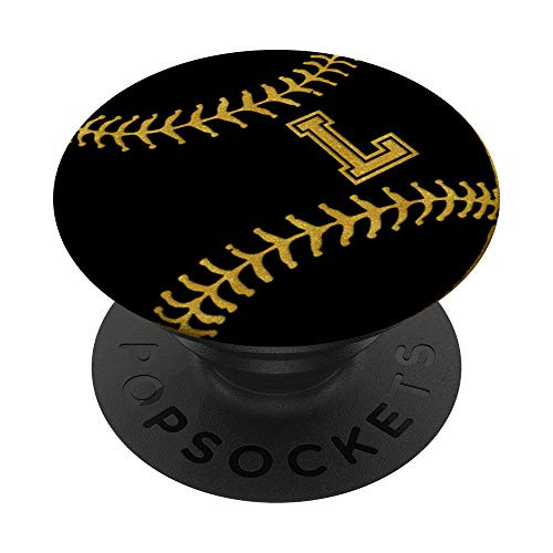 Baseball Softball Initial L Name Cool Letter Monogram Gift PopSockets PopGrip Swappable Grip for Phones  and  Tablets