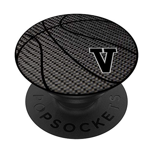 Basketball letter V black phone stand initial V for men PopSockets Grip and Stand for Phones and Tablets