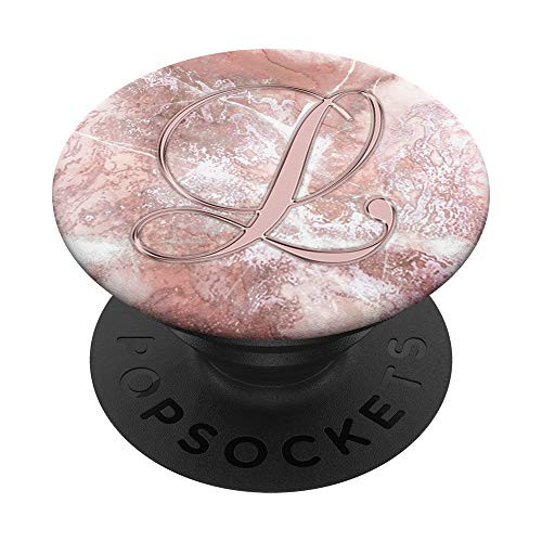 Letter L Golden Rose_ Marbled golden rose pink Design PopSockets PopGrip Swappable Grip for Phones  and  Tablets