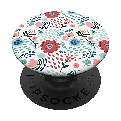 Mint Green Floral Pattern Design PopSockets PopGrip Swappable Grip for Phones  and  Tablets