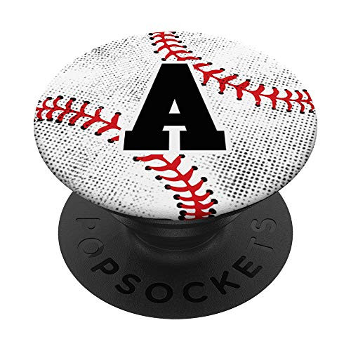 Baseball Letter A Monogram Retro Name Initial Gift For Boys PopSockets Grip and Stand for Phones and Tablets