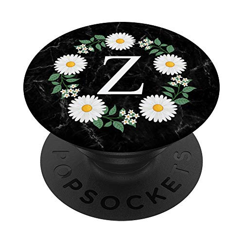 Initial Letter Z Monogram Daisy Flower Personalized Gifts PopSockets Grip and Stand for Phones and Tablets