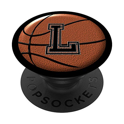 Basketball Initial Letter L Monogram Fan Player Coach Gifts PopSockets Grip and Stand for Phones and Tablets