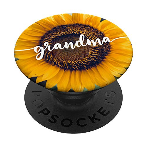 Grandma Sunflower Simple Script Mothers Day Gift PopSockets Grip and Stand for Phones and Tablets
