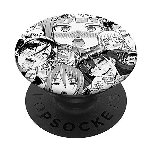 Ahegao Lewd Face Anime Manga Collage PopSockets PopGrip Swappable Grip for Phones  and  Tablets