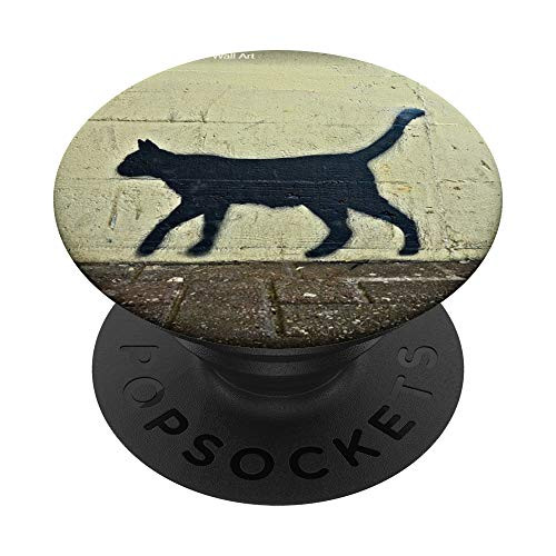 Black Cat Graffiti Wall Art PopSockets Grip and Stand for Phones and Tablets