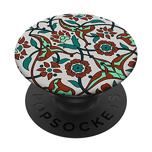Floral Garden on Pink Flower Pattern Cute Botanical Vintage PopSockets PopGrip Swappable Grip for Phones  and  Tablets