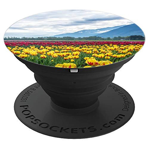 Cute Yellow Tulips Field Flower Pattern Garden Floral Print PopSockets Grip and Stand for Phones and Tablets