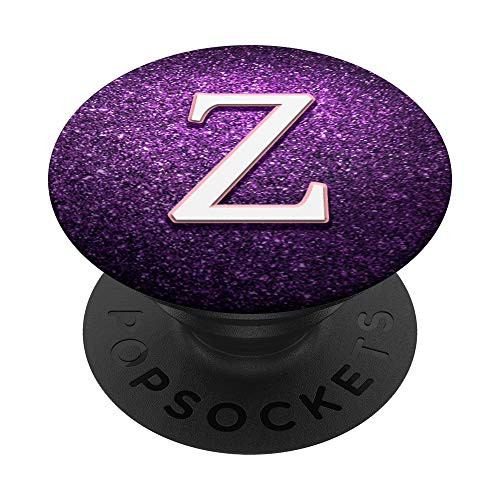Letter Z First  and  Last Initial Purple Monogram PopSockets Grip and Stand for Phones and Tablets