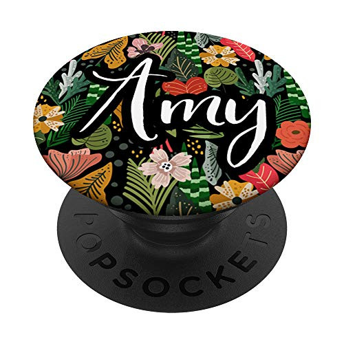 Amy Name Floral Botanical Garden Pink Green - Amy PopSockets Grip and Stand for Phones and Tablets