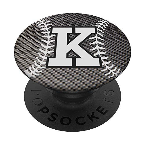 Baseball letter K black and white monogram initial K PopSockets Grip and Stand for Phones and Tablets