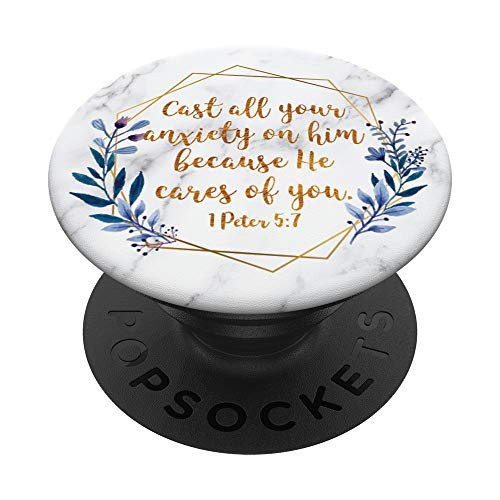1 Peter 57 - Bible Verse Christian Inspiring Quote PopSockets PopGrip Swappable Grip for Phones  and  Tablets
