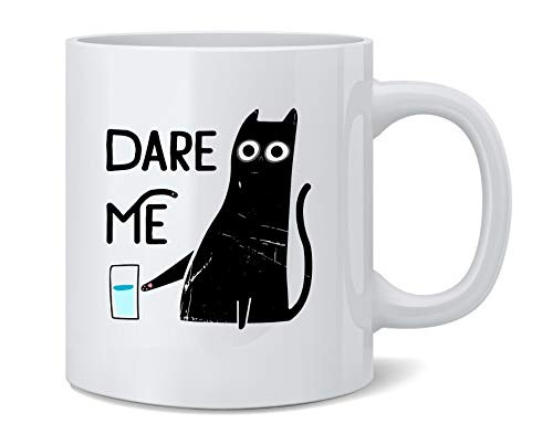 Poster Foundry Dare Me Cat Funny Graphic Cute Ceramic Coffee Mug Tea Cup Fun Novelty Gift 12 oz