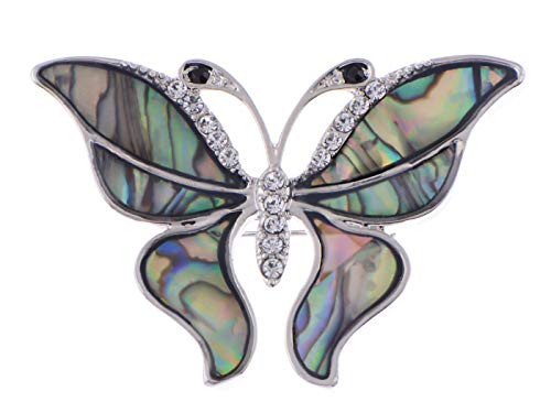 Alilang Abalone Colored Enamel Shine Clear Crystal Rhinestones Butterfly Brooch Pin Alilang Abalone Colored Enamel Shine Clear Crystal Rhinestones Butterfly Brooch Pin